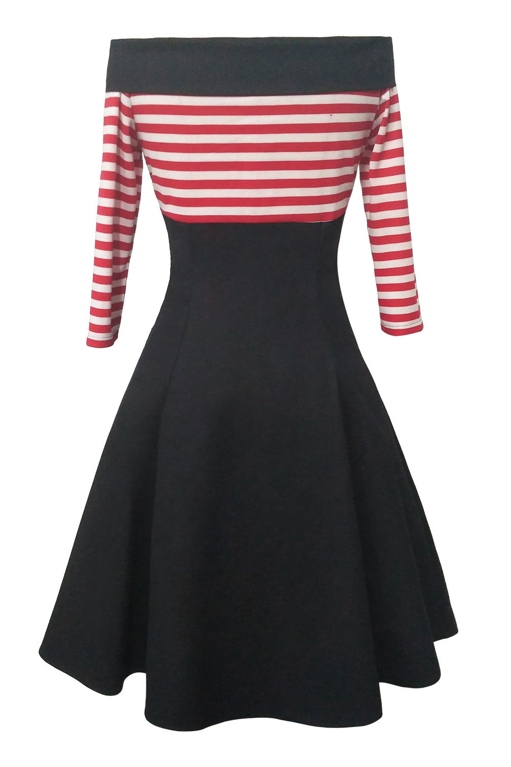 SZ60087-2 Womens Stripes Vintage Retro 1950s Style Swing Cocktail Dress